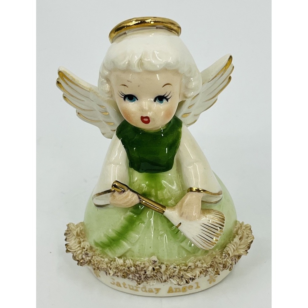 MCM Spaghetti Trim Figurine Saturday Angel Napco Made In Japan 1950s